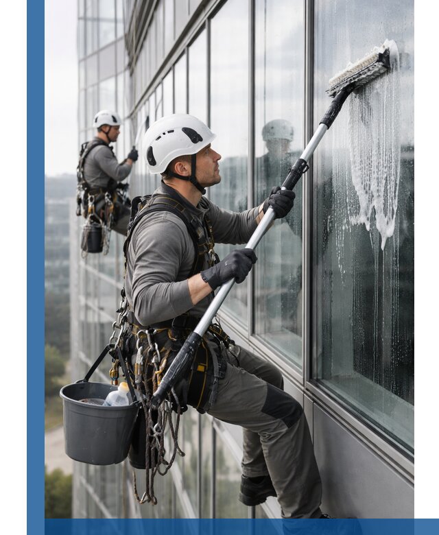 Высотная мойка сплошного остекления с выездом в Карталах