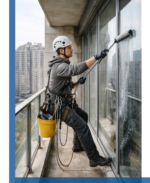 Профессиональная мойка балконного остекления в Карталах