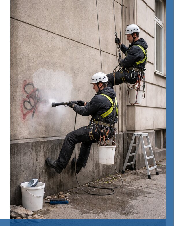 Удаление граффити с фасада в Карталах от 4694 р. | ВЫСОТНИК-Крт