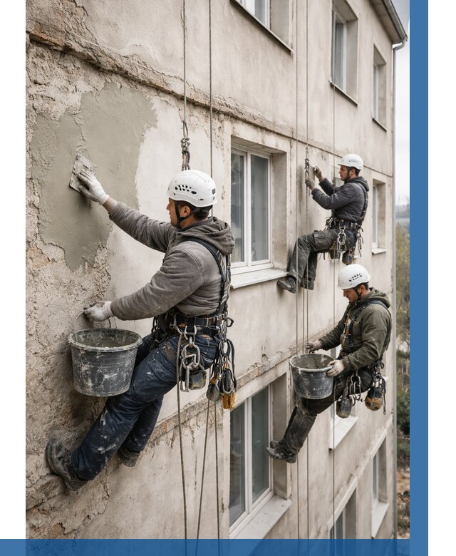 Ремонт штукатурного фасада в Карталах от 782 р. под ключ | ВЫСОТНИК-Крт