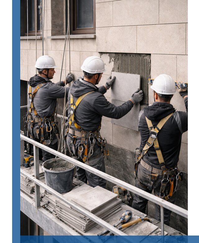 Ремонт облицовки фасада плиткой в Карталах с гарантией