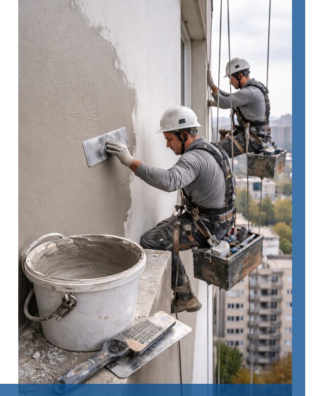 Шпаклевка фасада на высоте в Карталах от 730 р. | ВЫСОТНИК-Крт