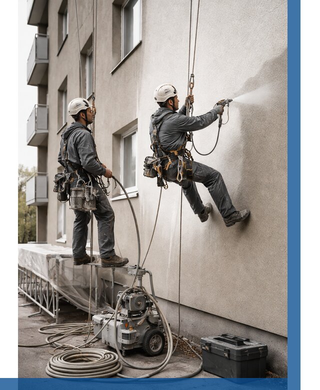 Безвоздушная покраска фасада в Карталах от 229 р/м² | ВЫСОТНИК-Крт