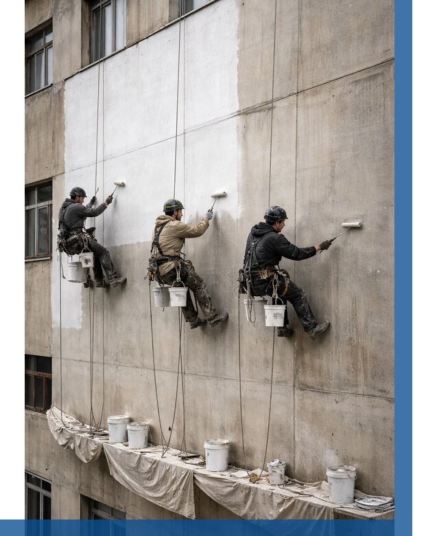 Покраска бетонного фасада в Карталах от 365 р за м2 | ВЫСОТНИК-Крт