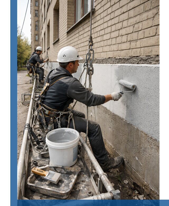 Окраска цоколя здания в Карталах профессионально и надежно