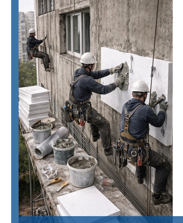 Утепление фасада пенополистиролом в Карталах под ключ