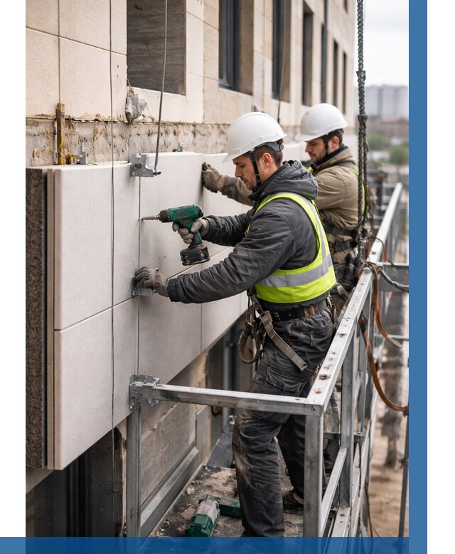 Монтаж фасадных термопанелей в Карталах от 1565 р. | ВЫСОТНИК-Крт