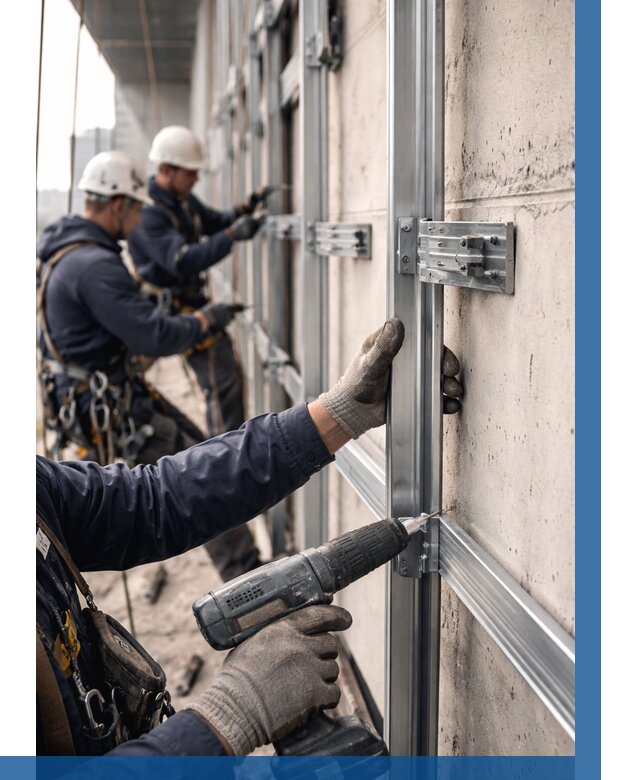 Монтаж подсистемы вентфасада в Карталах от 887 р. | ВЫСОТНИК-Крт