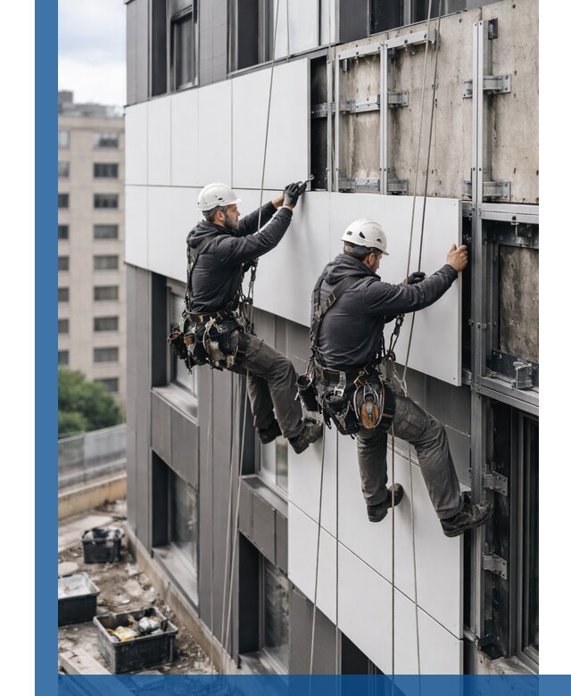 Монтаж композитных панелей фасада в Карталах под ключ