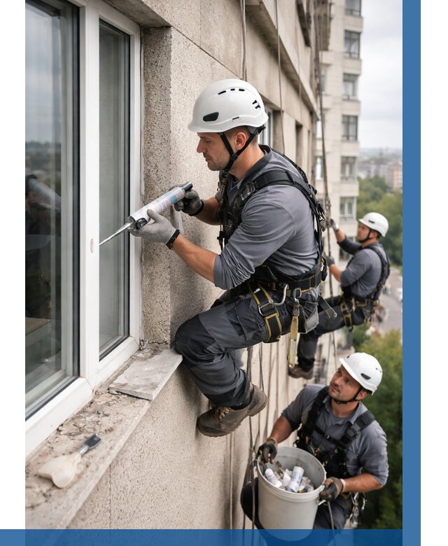 Герметизация оконных швов снаружи в Карталах от 1565 р. | ВЫСОТНИК-Крт