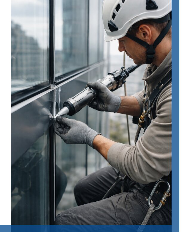 Герметизация стыков витража в Карталах от 1252 р. | ВЫСОТНИК-Крт