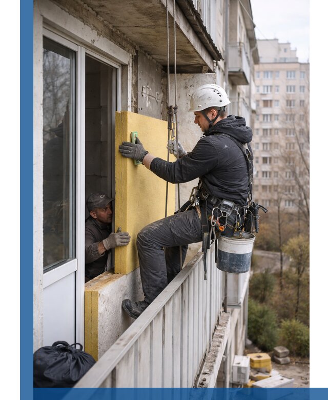 Профессиональное утепление балкона снаружи в Карталах под ключ
