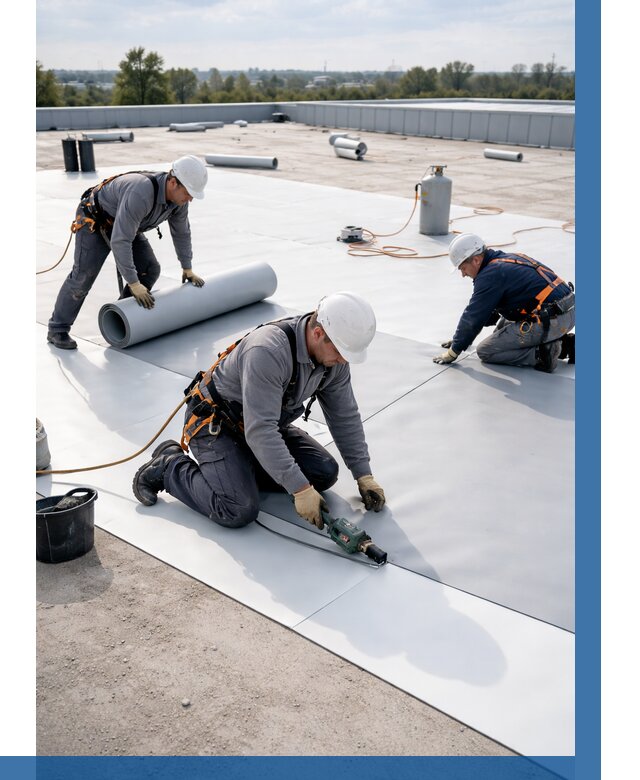 Монтаж мембранной кровли под ключ в Карталах от 1252 р. | ВЫСОТНИК-Крт