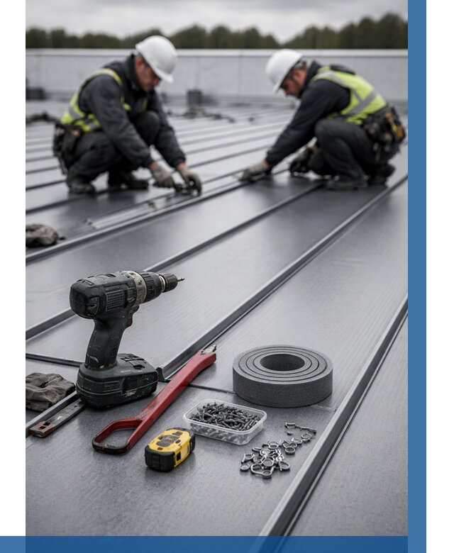 Монтаж фальцевой кровли в Карталах от 1878 р. | ВЫСОТНИК-Крт