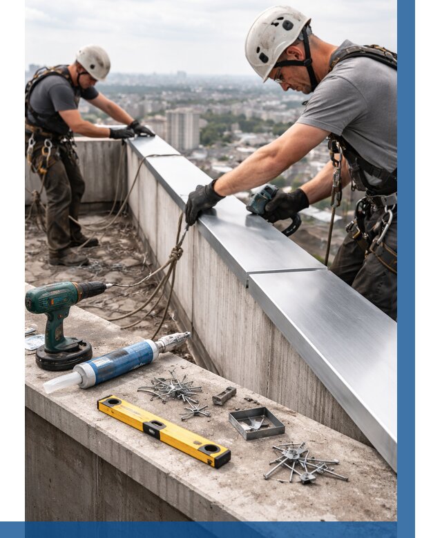 Монтаж парапетных крышек в Карталах от 834 р. | ВЫСОТНИК-Крт