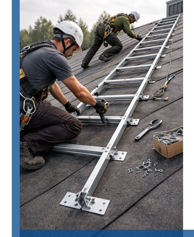 Профессиональный монтаж кровельной лестницы в Карталах под ключ
