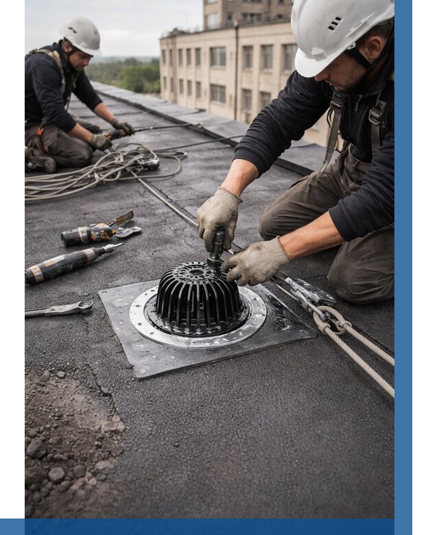 Установка водосточных воронок в Карталах цена от 3651 р. | ВЫСОТНИК-Крт