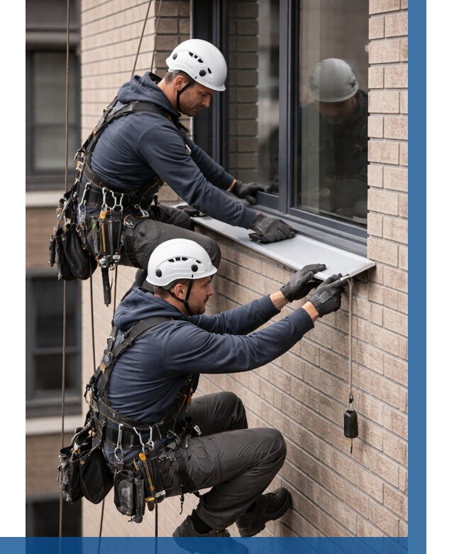 Монтаж оконных отливов под ключ в Карталах от 3651 р. | ВЫСОТНИК-Крт