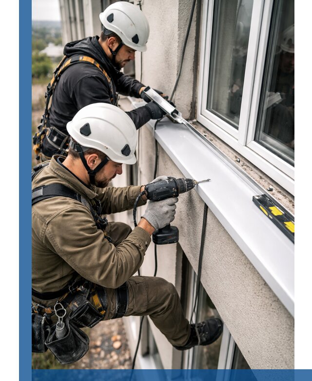 Профессиональный монтаж оконных отливов и отведения воды в Карталах