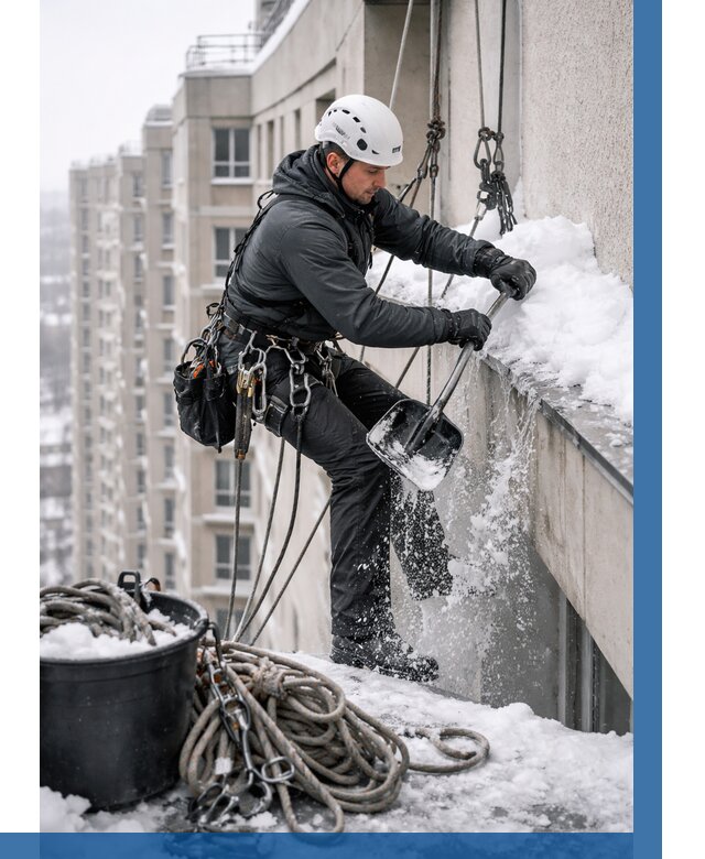 Очистка карнизов от снега в Карталах от 313 р. | ВЫСОТНИК-Крт