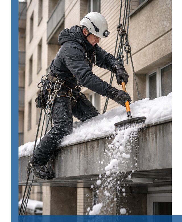 Очистка козырьков от снега в Карталах круглогодично безопасно