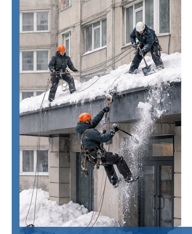 Безопасная очистка навесов от снега в Карталах круглогодично