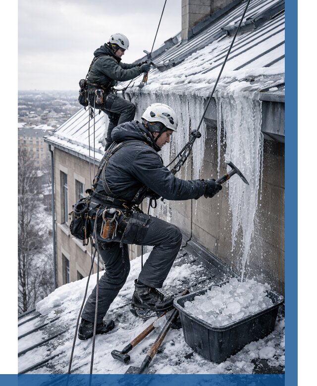 Удаление наледи с кровли в Карталах от 5737 р. | ВЫСОТНИК-Крт