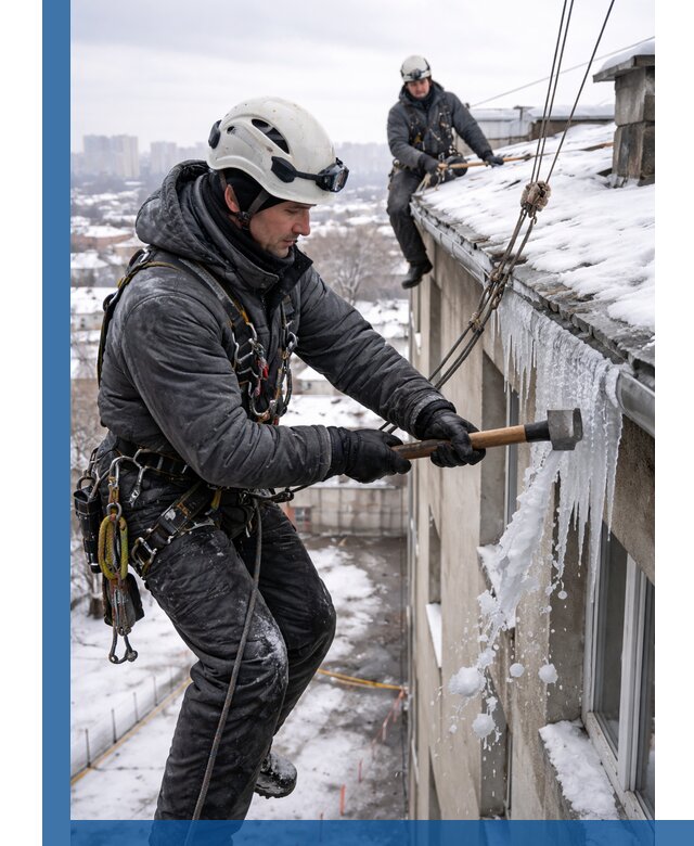Сбивание и удаление сосулек с крыши в Карталах безопасно