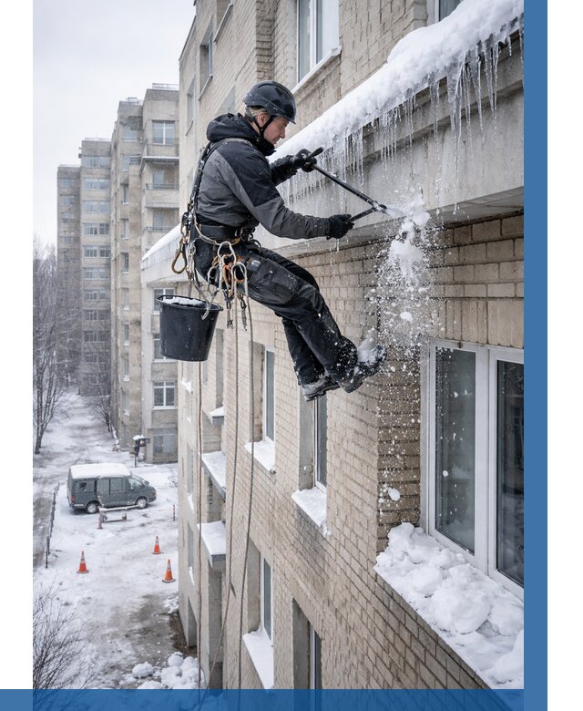 Удаление наледи с карнизов в Карталах от 365 р. | ВЫСОТНИК-Крт