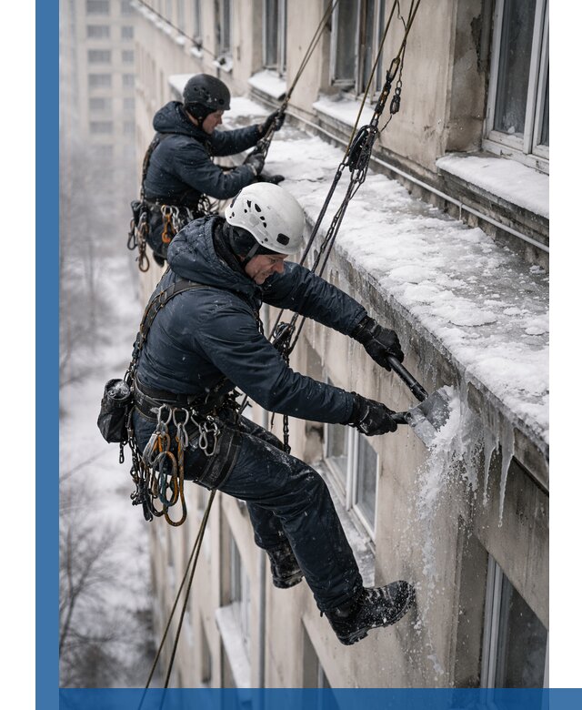 Удаление наледи и сосулек с карнизов в Карталах профессионально