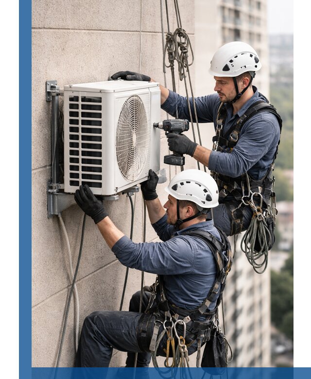 Монтаж внешнего блока кондиционера в Карталах установка и крепление