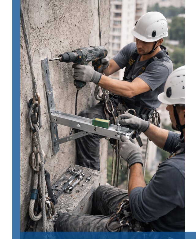 Установка кронштейнов кондиционера и крепежа в Карталах