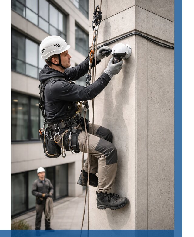 Монтаж камер видеонаблюдения на фасаде в Карталах от 8866 р.-ВЫСОТНИК-Крт