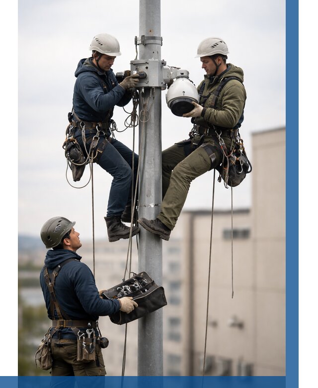 Установка видеокамер на мачте в Карталах от 8866 р. | ВЫСОТНИК-Крт