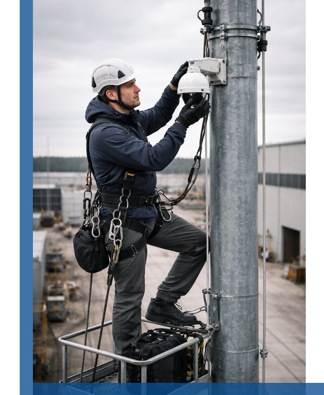 Профессиональная установка видеокамер на мачте в Карталах