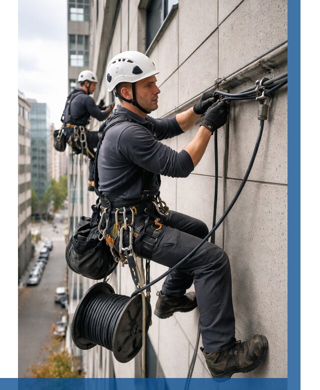 Прокладка кабеля по фасаду в Карталах от 365 р. | ВЫСОТНИК-Крт