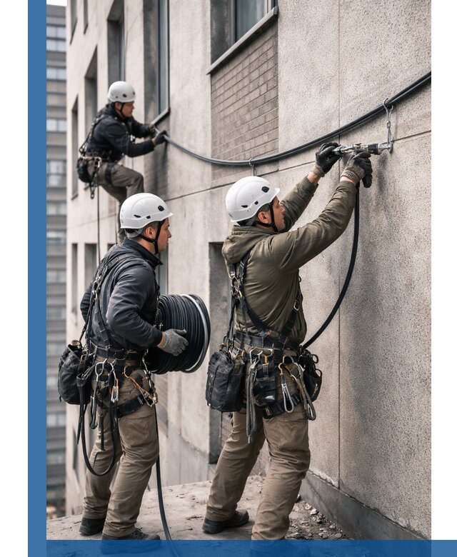 Прокладка кабеля по фасаду в Карталах, профессиональный монтаж