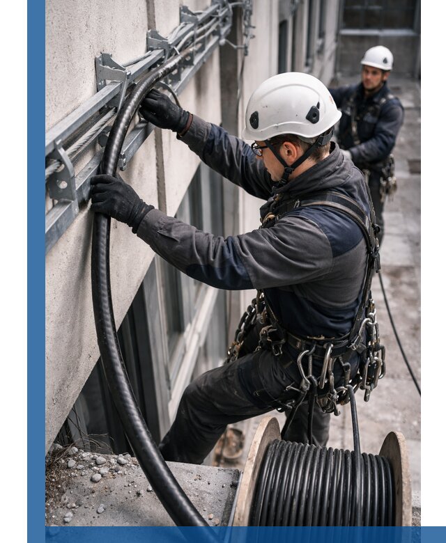 Протяжка кабеля питания на высоте в Карталах с гарантией безопасности и качества