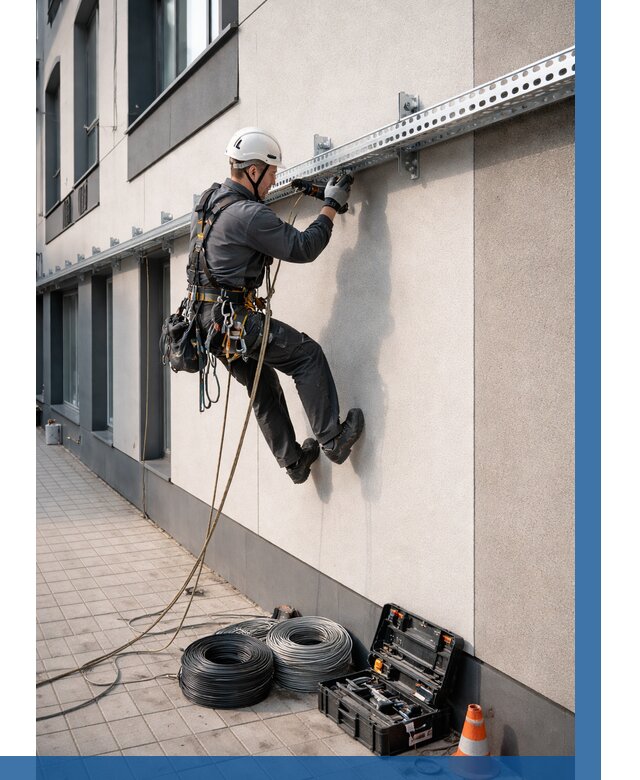 Монтаж кабельных лотков на фасаде в Карталах от 1252 р. | ВЫСОТНИК-Крт