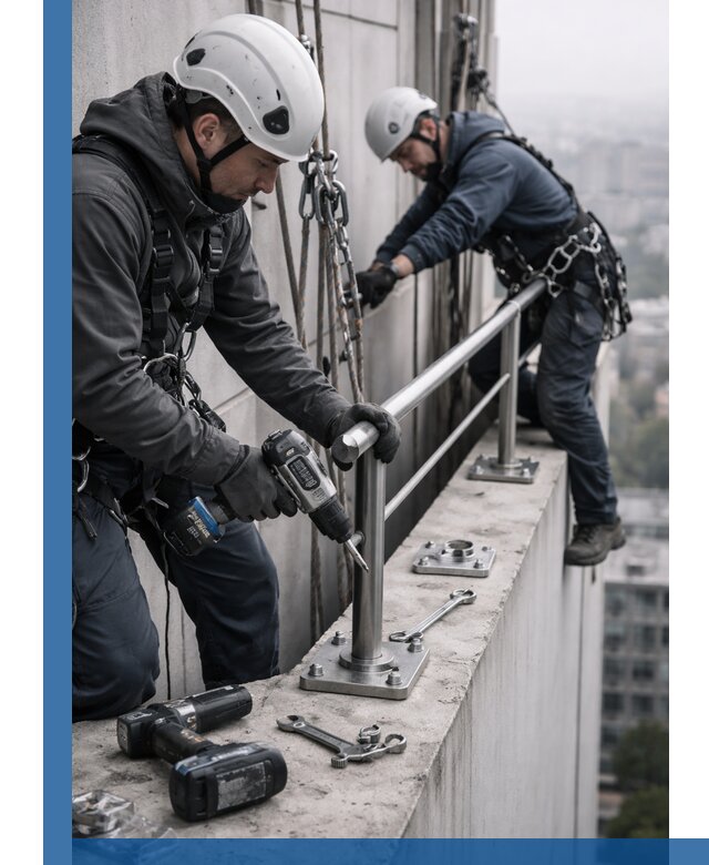 Монтаж перил на высоте в Карталах для жилых и промобъектов