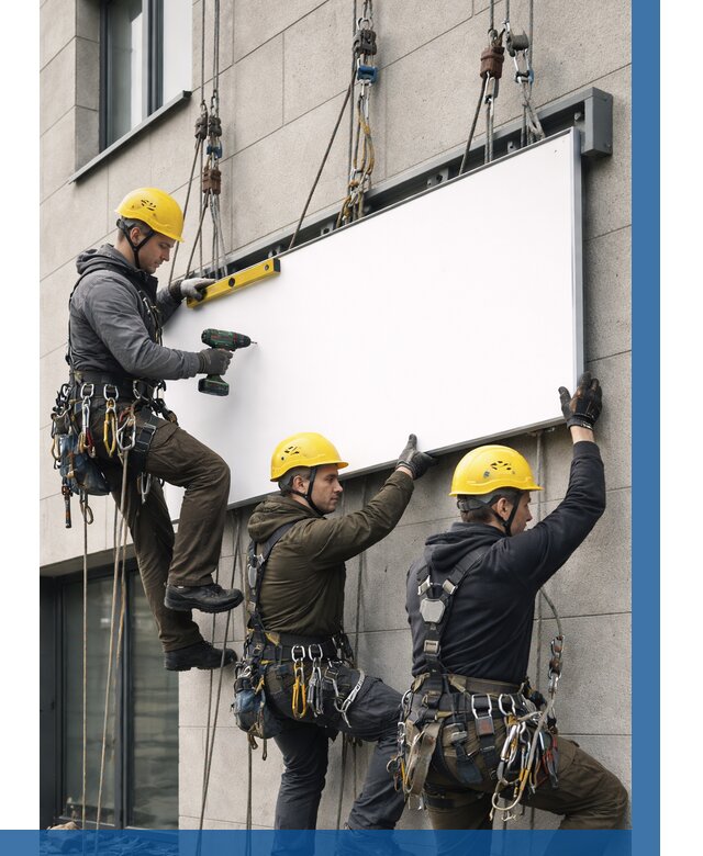 Монтаж рекламной вывески в Карталах от 8345 р. | ВЫСОТНИК-Крт