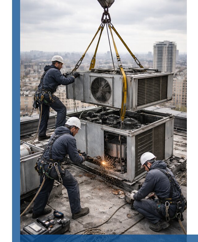 Демонтаж крышной установки в Карталах любой сложности