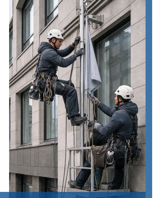 Установка флагов на фасаде в Карталах от 4694 р. | ВЫСОТНИК-Крт