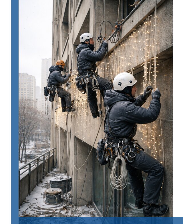 Монтаж новогодней иллюминации и украшение фасадов в Карталах