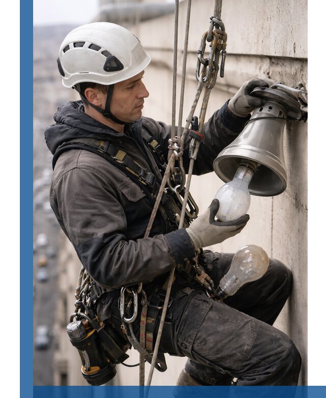 Замена ламп на высоте в Карталах профессионально и быстро