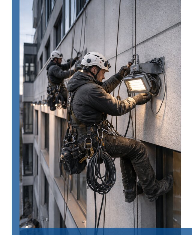 Монтаж фасадного освещения в Карталах установка и подключение