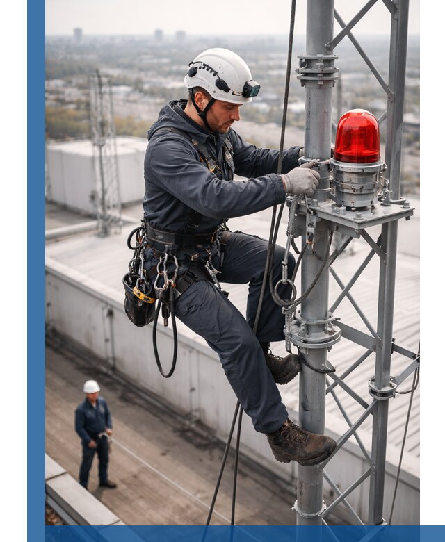 Монтаж заградительных огней и обслуживание объектов в Карталах