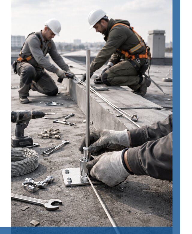 Монтаж молниезащиты на кровле в Карталах цена от 26078 р. | ВЫСОТНИК-Крт