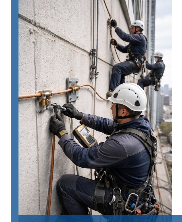 Монтаж системы заземления здания и молниезащиты в Карталах