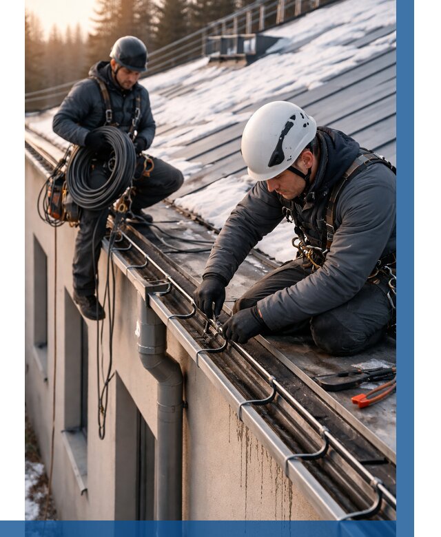 Монтаж греющего кабеля на кровле в Карталах от 469 р. | ВЫСОТНИК-Крт